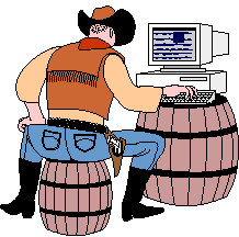 Cowboy on computer - Click image to download.